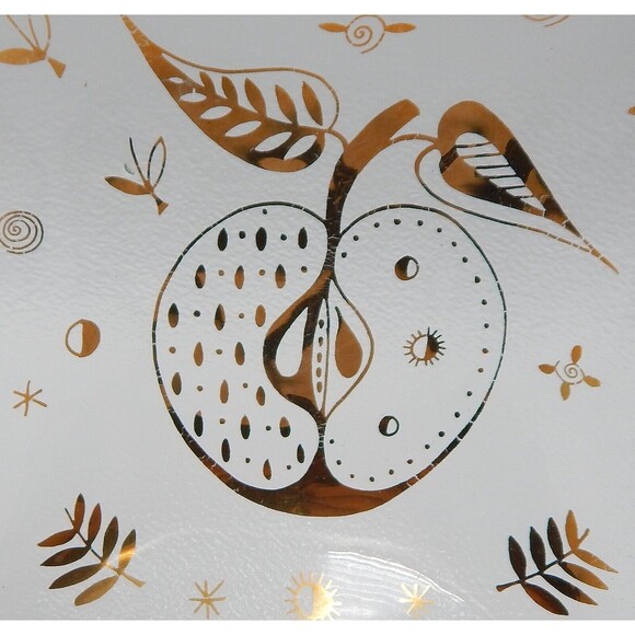 Georges Briard Gold Forbidded Fruit Divided Glass Signed Serving Relish Dish - Picture 5 of 13